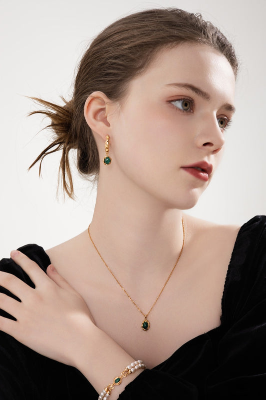 Sterling Silver Malachite Necklace D0402