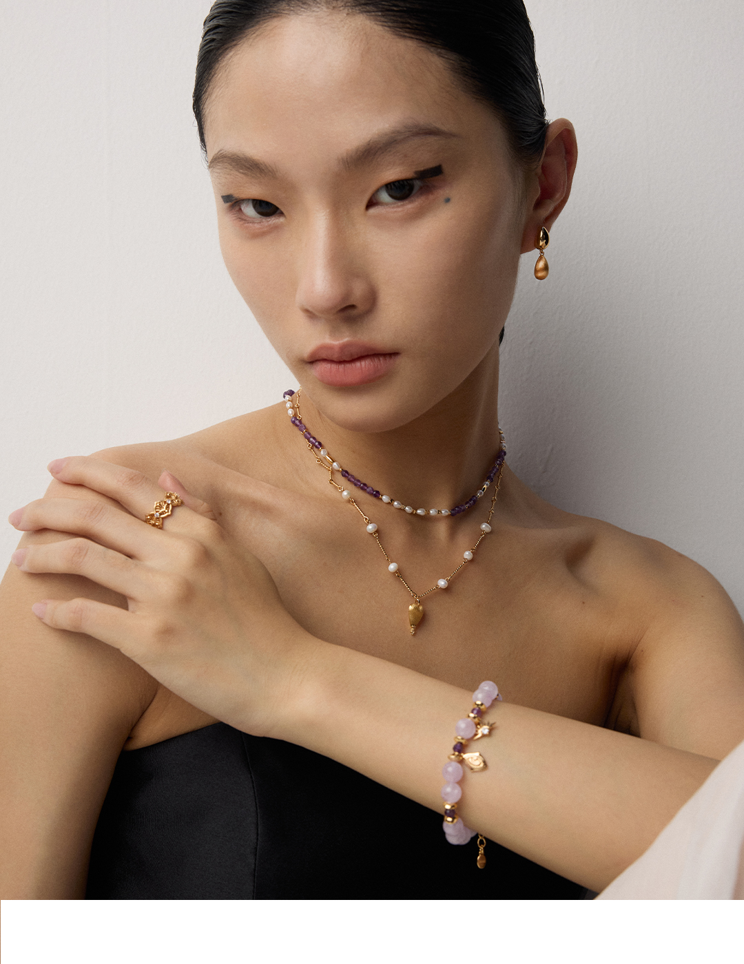 Lavender amethyst bracelet (natural crystals have color differences in different batches) SL0157-2