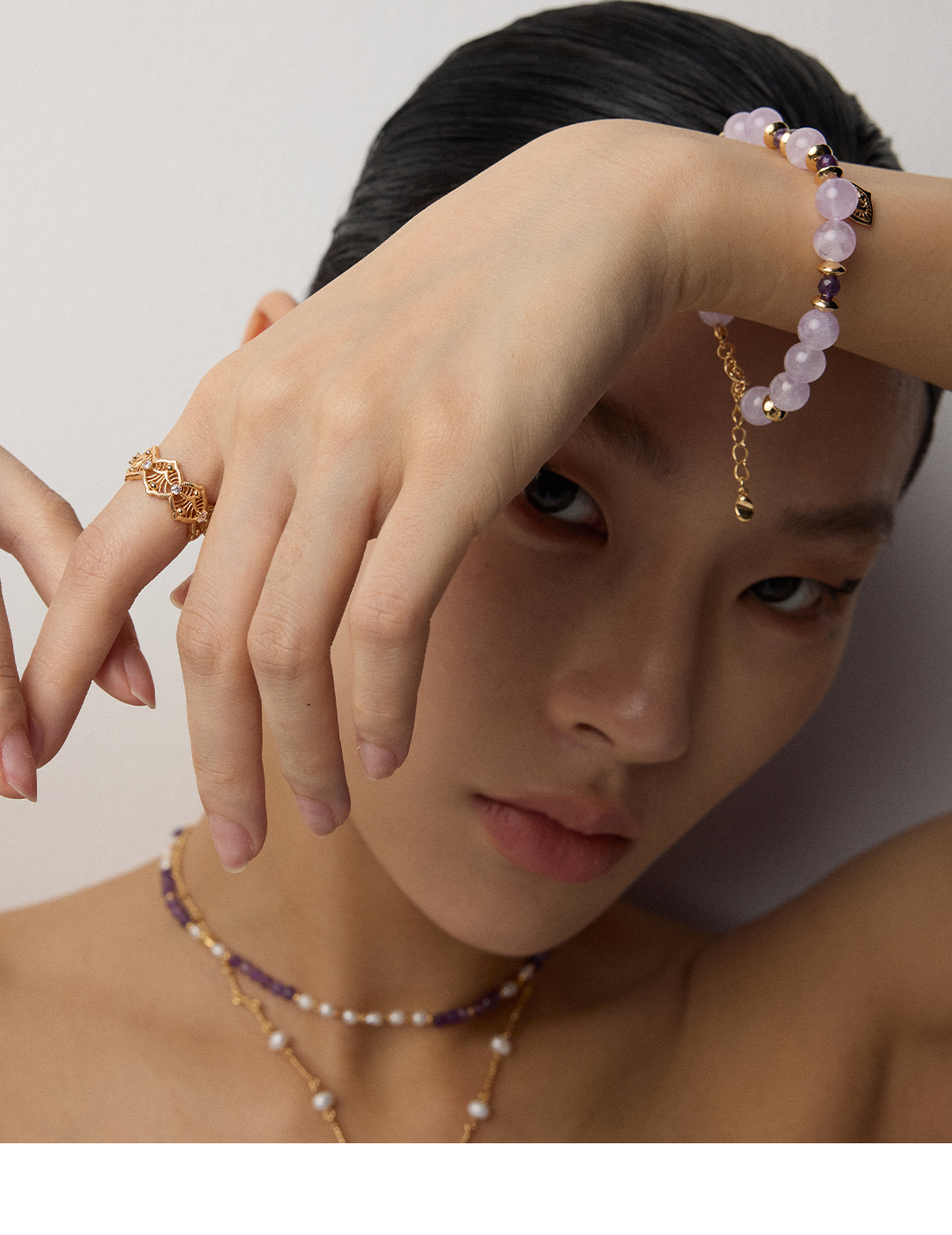 Lavender amethyst bracelet (natural crystals have color differences in different batches) SL0157-2