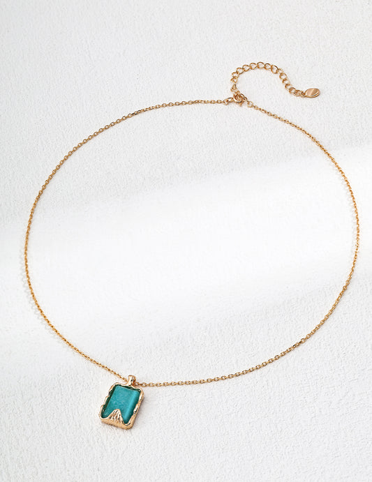 Simple Amazonite Pendant Necklace D0654-2