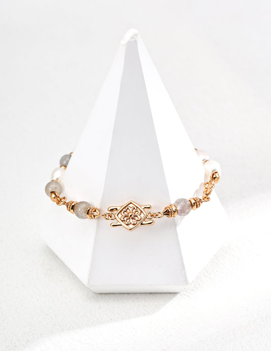 Vintage Natural Pearl Grey Moonstone Bracelet SL0214-2