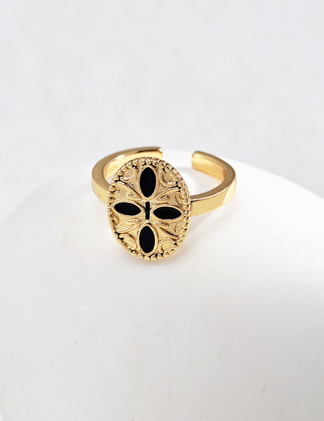 Vintage Black Drip-Glaze Ring J0232-2