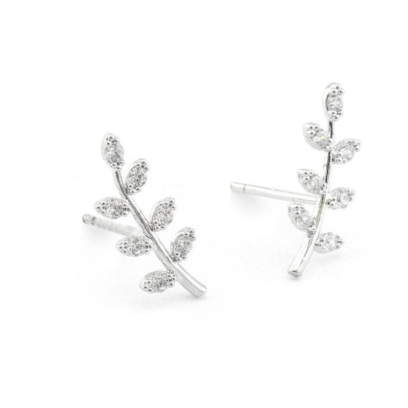 Leaf Earrings in Silver