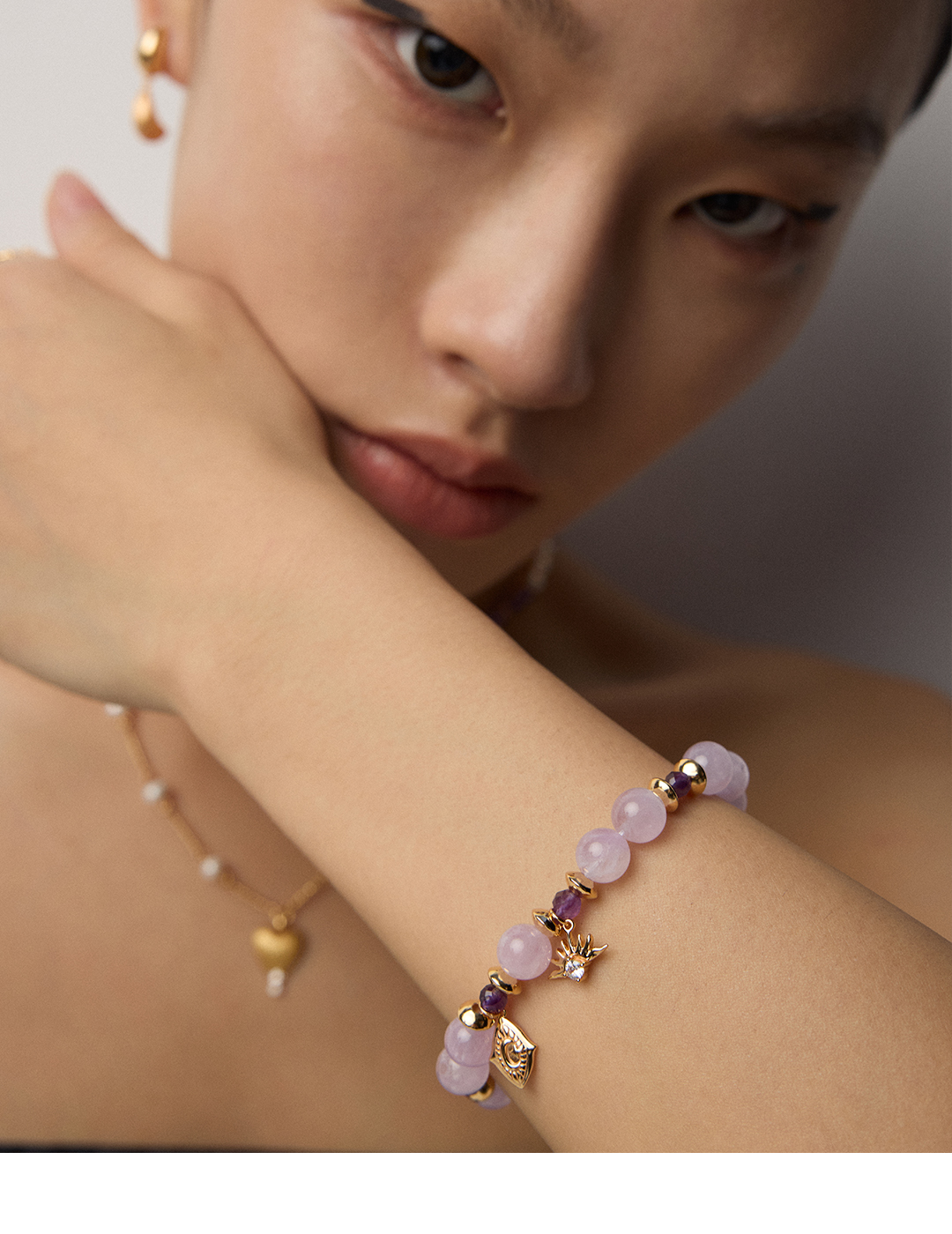 Lavender amethyst bracelet (natural crystals have color differences in different batches) SL0157-2