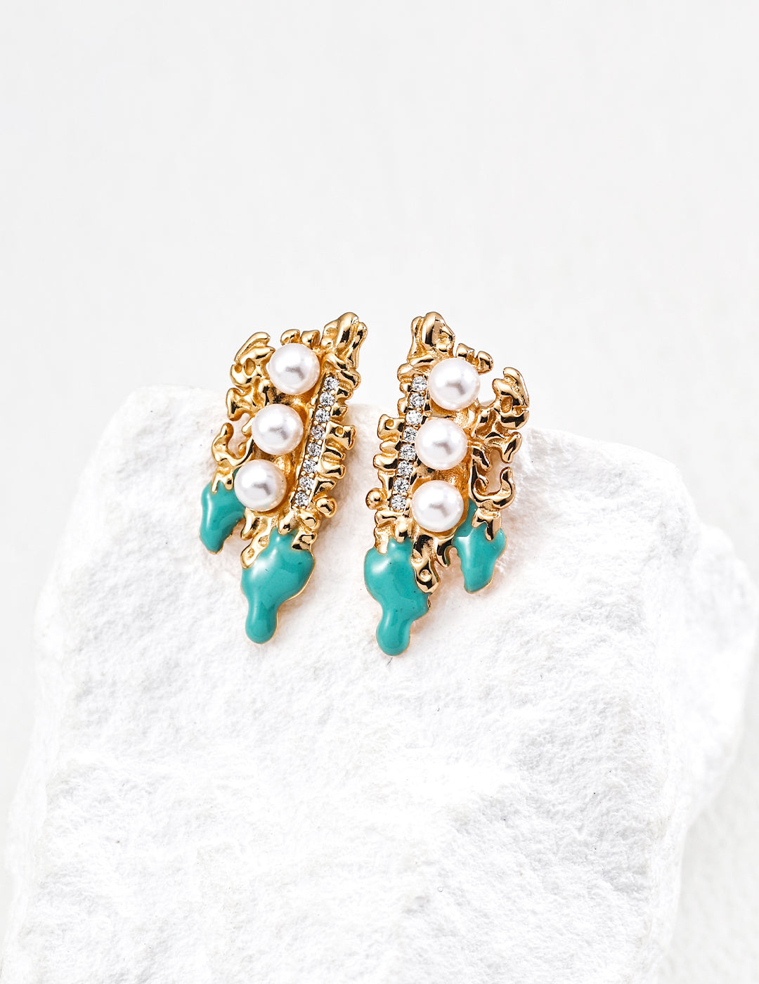 Fashion Pearl Zircon Glaze Drop Earrings E01257-2