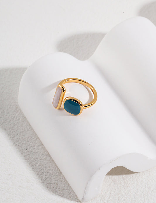 Sweet macaron color high-grade Morandi glaze drip ring J0194
