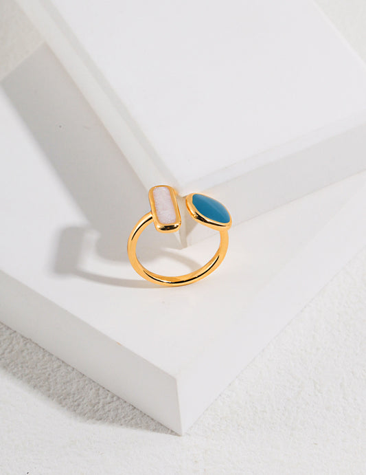 Sweet macaron color high-grade Morandi glaze drip ring J0194