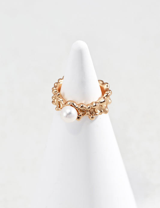 Wave Element Design, Sterling Silver Pearl Ring J0189