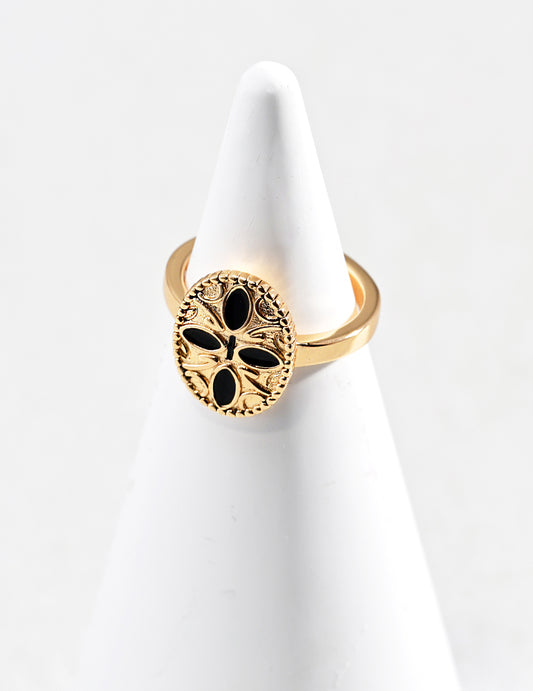 Vintage Black Drip-Glaze Ring J0232-2
