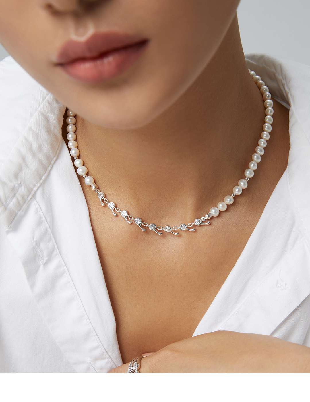Sterling Silver Pearl Necklace D0388