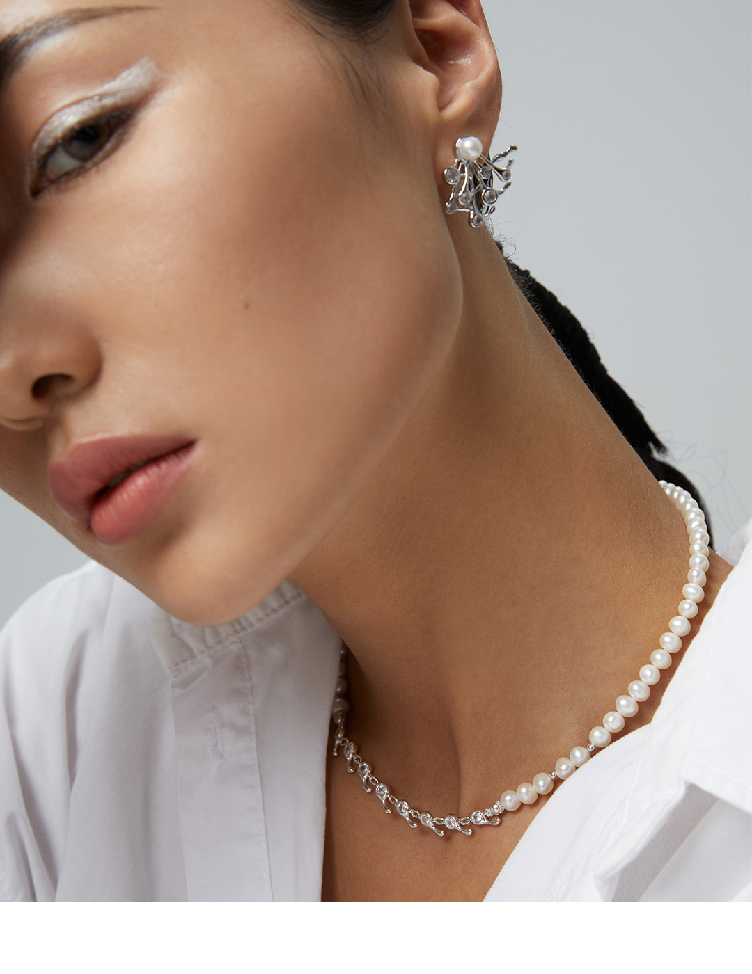 Sterling Silver Pearl Necklace D0388