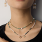 Vintage Design Natural Pearl Malachite Turquoise Necklace D0619-2